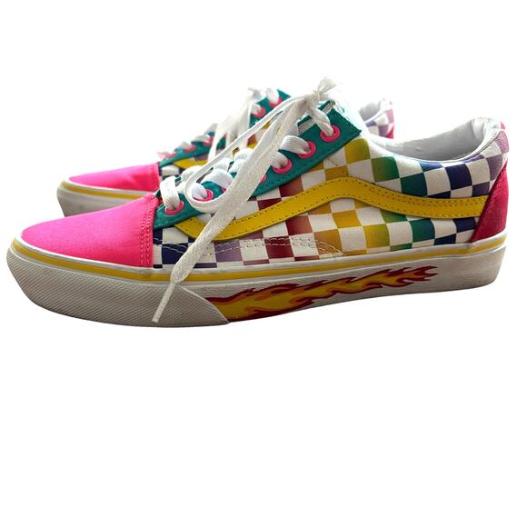 CUSTOM RARE Vans Multicolor Check w/ Flame Sole- One of One - Women's 9 Y2K - Picture 3 of 8